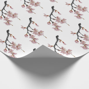 Modern Trendy Cherry Blossom Tree Branch Wrapping Paper