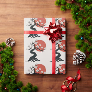 Modern Trendy Cherry Blossom Tree Branch Wrapping Paper