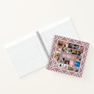 Modern Trendy Chevrons Family Photos   Monogram Notebook