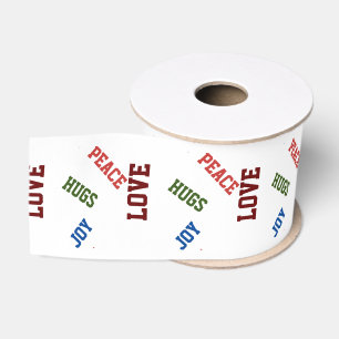 Modern Trendy Chic Colourful Calligraphy Christmas Grosgrain Ribbon