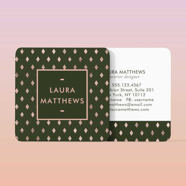 Modern Trendy Chic Geometric Professional Square Business Card (Creator Uploaded)
