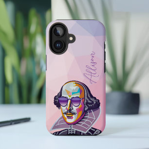 Modern Trendy Chic Pink Geometric Shakespeare iPhone 16 Case
