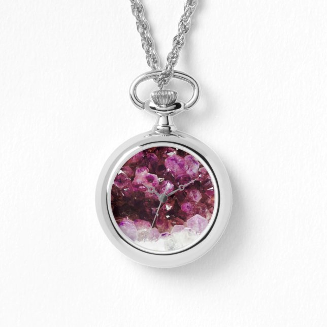 Modern trendy chic purple amethyst mineral pattern watch (Front)