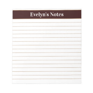 Modern Trendy Chocolate Brown Script Large Print Notepad