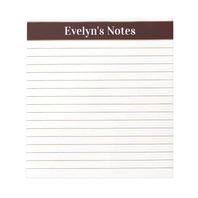 Modern Trendy Chocolate Brown Script Large Print Notepad (Front)