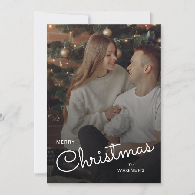 Modern Trendy Christmas | Couple Photo  Holiday Card (Front)