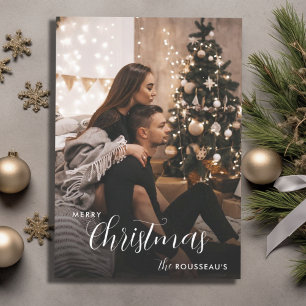 Modern Trendy Christmas   Dark Duotone Couple Card
