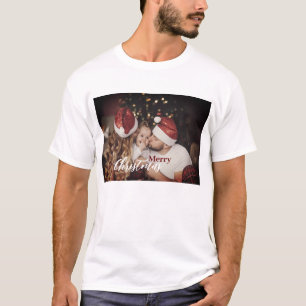 Modern Trendy Christmas Dark Dusky Family Photo T-Shirt