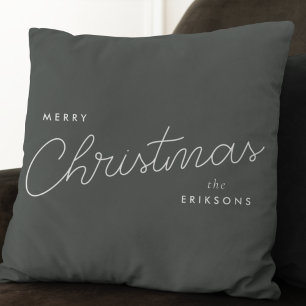 Modern Trendy Christmas Forest Green Dark Dusky Cushion