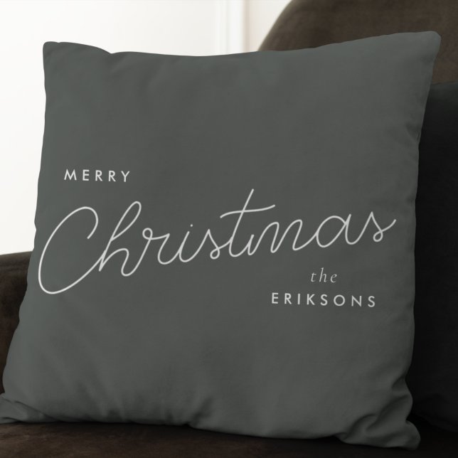 Modern Trendy Christmas | Forest Green Dark Dusky Cushion (Creator Uploaded)