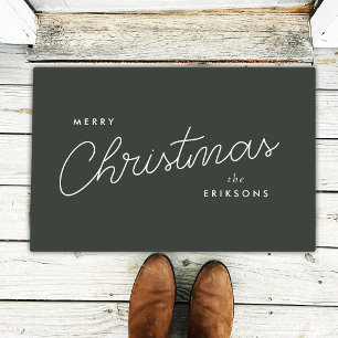 Modern Trendy Christmas   Forest Green Dark Dusky Doormat