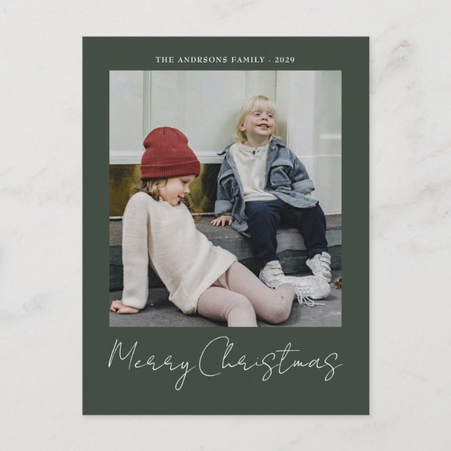 Modern Trendy Christmas | Forest Green Dark Dusky  Postcard (Front)