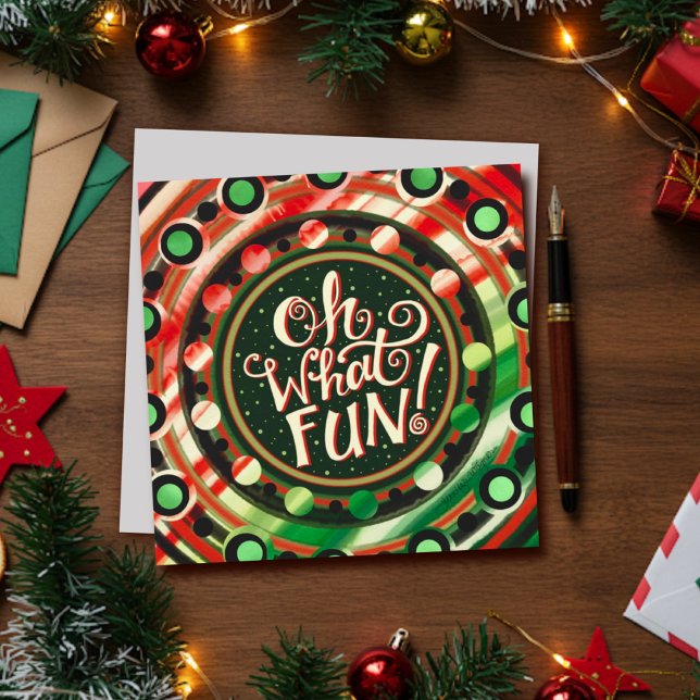 Modern Trendy Christmas Oh What Fun Quote Holiday Card (Creator Uploaded)