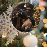 Modern Trendy Christmas |  Romantic Couple Photo  Ceramic Ornament<br><div class="desc">Share the magic of the season with loved ones using this modern and trendy Christmas card featuring a romantic couple's photo. Perfect for holiday greetings,  this stylish design combines festive cheer with sentimental charm.❤️</div>