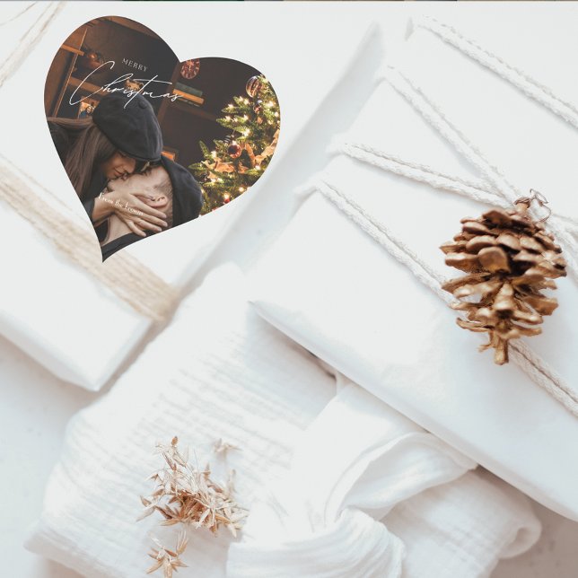 Modern Trendy Christmas |  Romantic Couple Photo  Heart Sticker (Creator Uploaded)