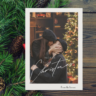 Modern Trendy Christmas | Romantic Couple Photo Holiday Card