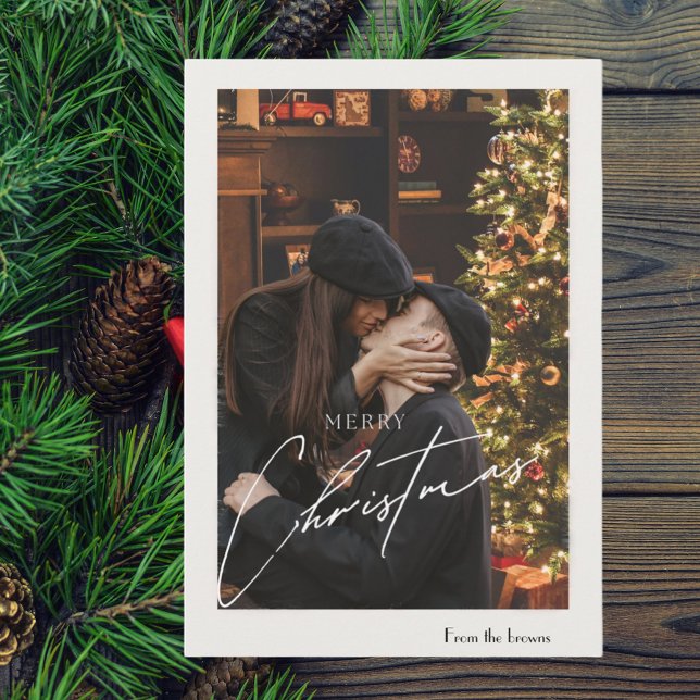 Modern Trendy Christmas |  Romantic Couple Photo  Holiday Card (Creator Uploaded)