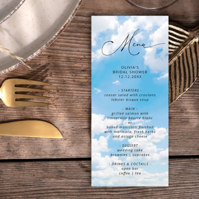 Modern Trendy Cloud Nine Bridal Shower Menu (Creator Uploaded)