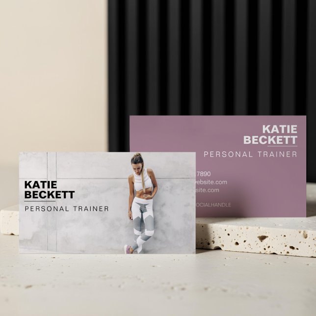 Modern Trendy Coach Personal Trainer Fitness Photo Business Card (Modern & Trendy Personal Trainer Fitness Photo Business Card)