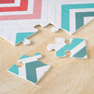 Modern, trendy, colorful chevron zigzag jigsaw puzzle