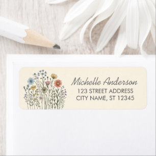 Modern Trendy Colorful Wildflower Return Address   Return Address Label