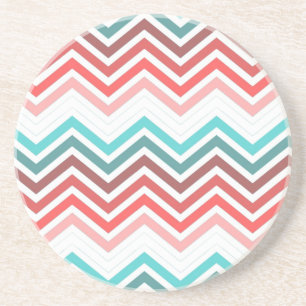 Modern, trendy, colourful chevron zigzag coaster