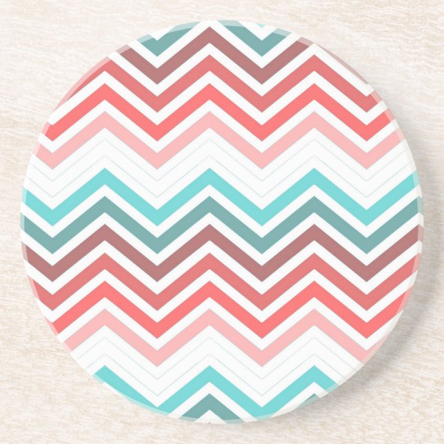 Modern, trendy, colourful chevron zigzag coaster (Front)