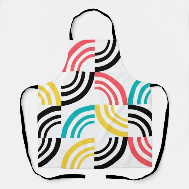 Modern, trendy colourful circular geometric patter apron (Front)