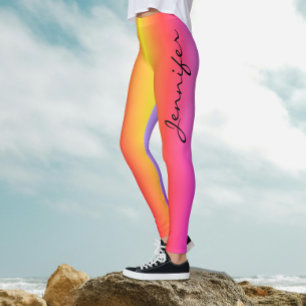 Modern Trendy Colourful Girly Pink Gradient Sport Leggings