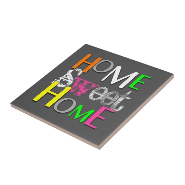 Modern Trendy Colourful Home Sweet Home Ceramic Tile (Side)