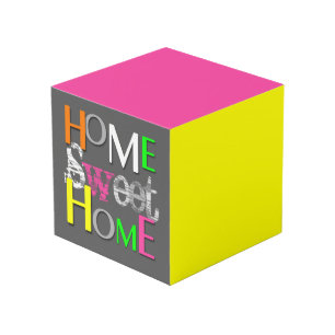 Modern Trendy Colourful Home Sweet Home Cube