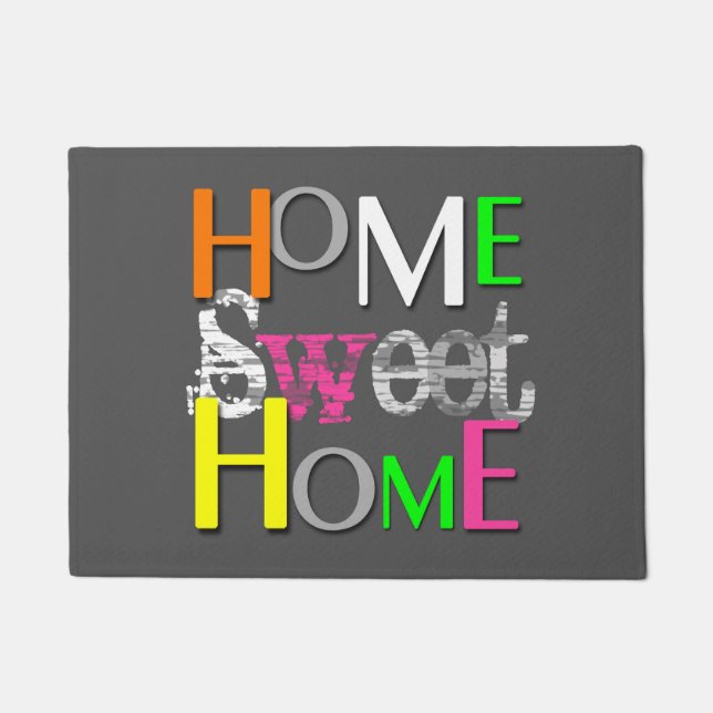 Modern Trendy Colourful Home Sweet Home Doormat (Front)