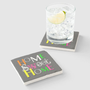 Modern Trendy Colourful Home Sweet Home Stone Coaster