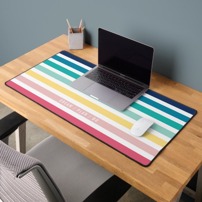 MODERN TRENDY colourful pastel stripe pattern Desk Mat (Office 2)
