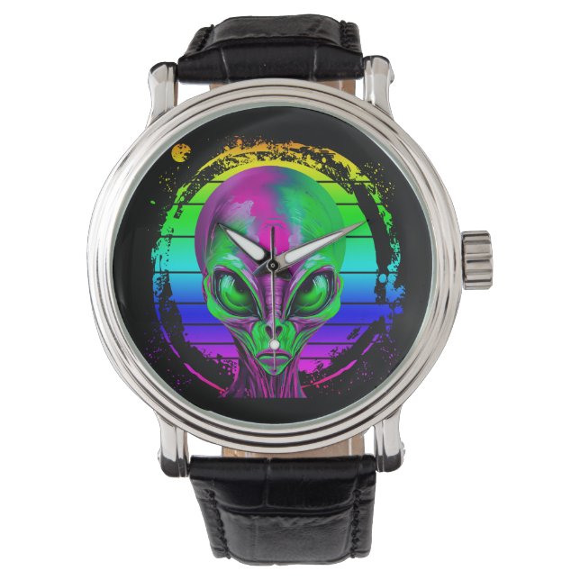 Modern Trendy Colourful Rainbow Alien Watch (Front)