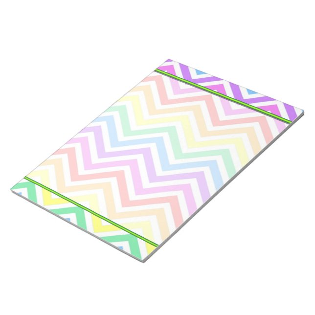 modern, trendy colourful rainbow chevron custom notepad (Angled)