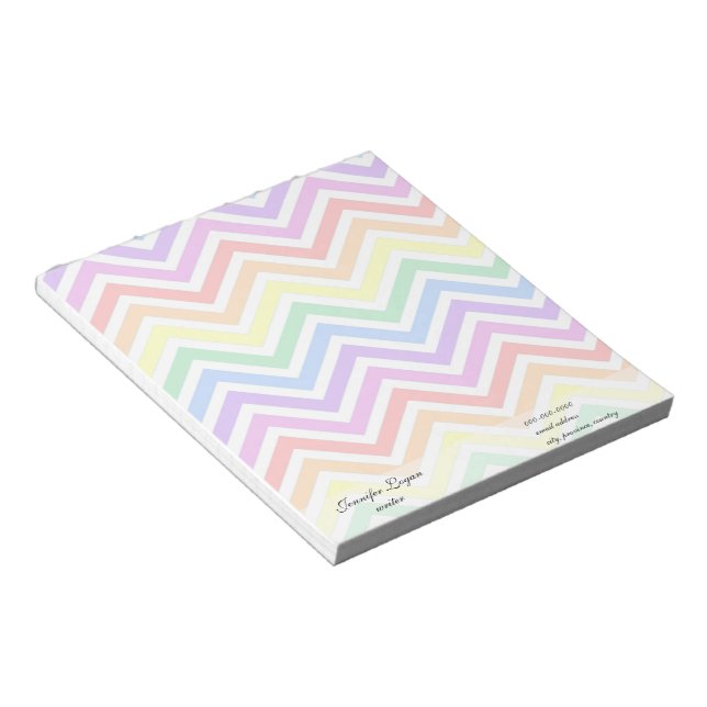 modern, trendy colourful rainbow chevron zigzag notepad (Angled)