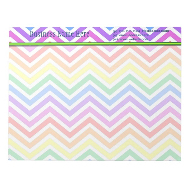 modern, trendy colourful rainbow chevron zigzag notepad (Front)