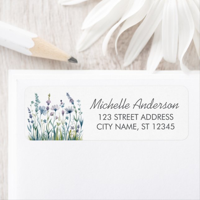 Modern Trendy Colourful Wildflower Return Address  Label (Insitu)