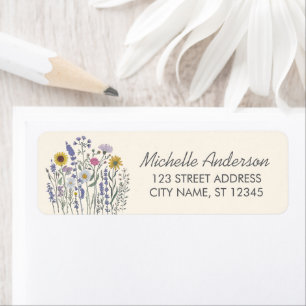 Modern Trendy Colourful Wildflower Return Address  Label