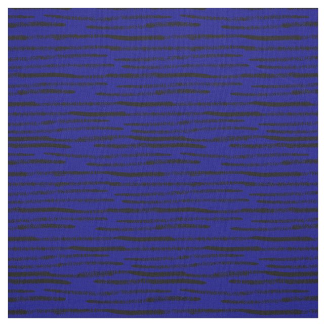 Modern Trendy Cool Black Lines Navy Background Fabric (Swatch)