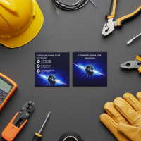 Modern Trendy Cool Blue Lightning Electrician Busi