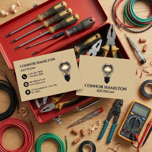Modern Trendy Cool Lightbulb Electrician Business Card