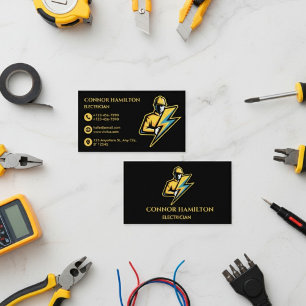Modern Trendy Cool Lightning Electrician Business Card