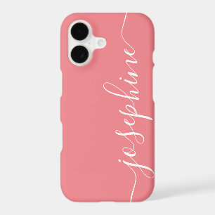 Modern Trendy Coral Pink Calligraphy Script Name