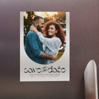 Modern trendy curved photo save the date