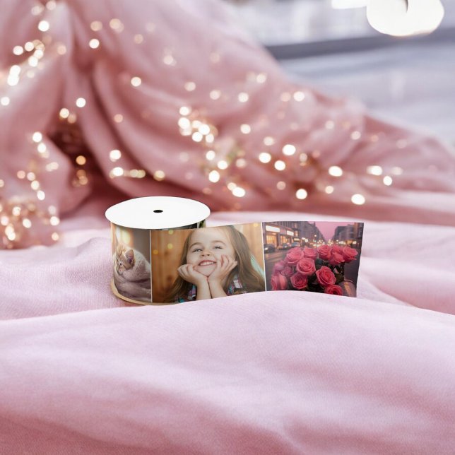 Modern Trendy Custom Photo or Logo Add Your Photo Satin Ribbon (Creator Uploaded)