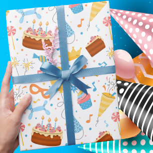 Modern Trendy Cute Birthday Pattern Kids Wrapping Paper