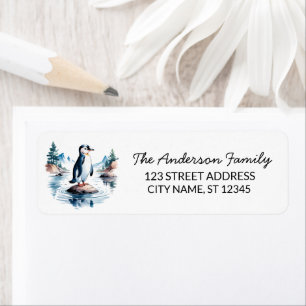 Modern Trendy Cute Penguin Return Address          Label