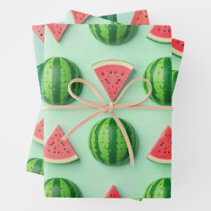 Modern Trendy Cute Watermelon Pattern              Wrapping Paper Sheet